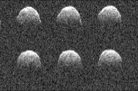 These series of radar images of asteroid 1999 RQ36 were obtained by NASA's Deep Space Network antenna in Goldstone, Calif., on Sept. 23, 1999. These series of radar images of asteroid 1999 RQ36 were obtained by NASA's Deep Space Network antenna in Goldstone, Calif., on Sept. 23, 1999.