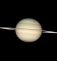 On Feb. 24, 2009, the NASA/ESA Hubble Space Telescope captured a photo sequence of four moons of Saturn passing in front of their parent planet. The moons, from far left to right, are the white icy moons Enceladus and Dione, the large orange moon Titan, and icy Mimas. Due to the angle of the sun, they are each preceded by their own shadow. On Feb. 24, 2009, the NASA/ESA Hubble Space Telescope captured a photo sequence of four moons of Saturn passing in front of their parent planet. The moons, from far left to right, are the white icy moons Enceladus and Dione, the large orange moon Titan, and icy Mimas. Due to the angle of the sun, they are each preceded by their own shadow.