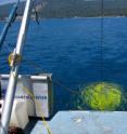 Scripps researchers deploy a CHIRP instrument to survey the
faults below Lake Tahoe. Scripps researchers deploy a CHIRP instrument to survey the
faults below Lake Tahoe.