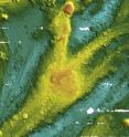 A multibeam sonar three-dimensional image of the recently discovered volcano named Lobster.