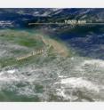 True-color image of the Amazon outflow, which nourishes plant life thousand of kilometers into the Atlantic Ocean.
