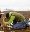 Jessica Green, right, works with Lise Ovreas, a scientist with the University of Bergen (Norway) Center for Geobiology, to obtain microbes at Svalbard, an island in a Norway-controlled archipelago about 300 miles south of the North Pole.