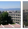 A clear day and a smoggy day, as seen from the MILAGRO Campaign's T0 test site on the roof of the Mexican Institute of Petroleum in northern Mexico City.