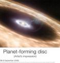 Astronomers have been able to study planet-forming discs around young Sun-like stars in unsurpassed detail, using ESO's Very Large Telescope. The studied discs were known to have gaps in the dusty discs (represented by the brownish color in the image) but the astronomers found that gas is still present inside these gaps (represented by the white color in the image). This can either mean that the dust has clumped together to form planetary embryos, or that a planet has already formed and is in the process of clearing the gas in the disc.