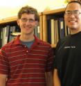 UO physics doctoral student David Reeb and Stephen Hsu, professor of physics and member of the UO Institute of Theoretical Science.