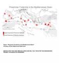 This is a map highlighting the correlation between Phoenician maritime movement and Phoenician haplotype frequencies in the Mediterranean Basin.