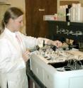 Texas AgriLife Research technician Kathryn Bachman conducts analysis of water samples from the Seymour Aquifer for nitrate concentration at the Texas AgriLife Research and Extension Center at Vernon, Texas.