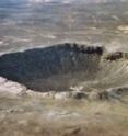 The Barringer crater in Arizona, created by a meteorite 50,000 years ago.