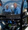 Brad Erisman from Scripps Institution of Oceanography (left) and Ralph Chaney of iTV aboard DeepSee submersible during 2008 expedition to Gulf of California.