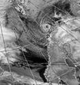 Satellite picture of a polar low over the north of Scandinavia.