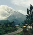 This is a view of Mt. Merapi, Indonesia, during a pyroclastic explosion.