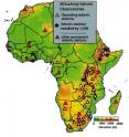 This is a map of Africa showing permanent seismic observatories associated with AfricaArray.