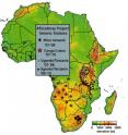 This is a map of Africa showing temporary seismic stations associated with AfricaArray.