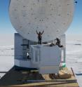 The South Pole Telescope takes advantage of the clear, dry skies at the National Science Foundation's South Pole Station to study the cosmic background radiation, the afterglow of the big bang. The SPT measures eight meters (26.4 feet) in diameter.