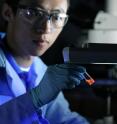 Silicon nanoparticles are engineered to glow red under ultraviolet light. Silicon nanoparticles are engineered to glow red under ultraviolet light.