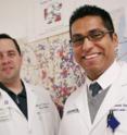 Researchers, including Drs. Jeffrey Browning (left) and Richard Guerrero, have demonstrated that where different ethnic groups store fat in their bodies may account for variations in the rates those groups develop insulin resistance and non-alcoholic fatty liver disease.