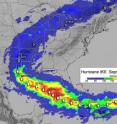 This is an image of Ike's rainfall path from the Tropical Rainfall Measuring Mission Satellite. TRMM is a joint mission between NASA and the Japanese Space Agency.