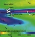 The band of heavy precipitation indicates the intertropical convergence zone. The new findings are based on sediment cores from lakes and lagoons on Palau, Washington, Christmas and Galapagos islands.