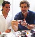 Penn State researchers, Bruce Logan, Kappe Professor of Environmental Engineering (right) and Maha Mehanna, postdoctoral fellow (left) are already at work on the next generation of microbial desalination cells based on using air cathodes.