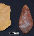 Evidence reported in the Aug. 14 issue of the journal <I>Science</I> shows that early humans living on the southern coast of Africa 72,000 years ago used a complex heat treatment process to manufacture blades and bifacial tools. Unheated silcrete (left) can show dramatic changes in color and texture after heating and flaking (right). An international team, including three researchers from the Institute of Human Origins at Arizona State University, note that silcrete is not found closer than 5 kilometers from their excavation at Pinnacle Point, Mossel Bay, South Africa, and that most pieces found are extensively flaked.