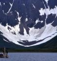 To collect sediment samples from lakes in Alaska, NAU researchers often travel by floatplanes and spend days working from a floating platform, using hand-operated weights to tap collection tubes upward of 20 feet into the lake bottom, such as this one at Sunday Lake. To collect sediment samples from lakes in Alaska, NAU researchers often travel by floatplanes and spend days working from a floating platform, using hand-operated weights to tap collection tubes upward of 20 feet into the lake bottom, such as this one at Sunday Lake.