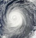 NASA's Terra satellite flew over Typhoon Choi-wan on Sept. 17 at 9:15 p.m. EDT. Note that the eye is now obscured by cirrus clouds, indicating that the typhoon's strength is waning.