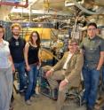 Members of the group that confirmed the production of element 114 in front of the Berkeley Gas-filled Separator at the 88-Inch Cyclotron, from left: Jan Dvorak, Zuzana Dvorakova, Paul Ellison, Irena Dragojevic, Heino Nitsche, Mitch Andre Garcia, and Ken Gregorich. Not pictured in Liv Stavestra.