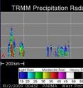 TRMM noticed that some of Parma's "hot towers" or towering thunderstorms are reaching as high as 14 kilometers (more than 8.5 miles high), indicating very powerful storms with heavy rainfall (gray/black).