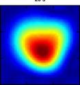 This Hyper-SAGE image of xenon dissolved in water flowing through a phantom lung shows the intensity of the MRI signal 23 seconds into the process. The warm colors (red, orange and yellow) represent a stronger signal than the cool colors. This Hyper-SAGE image of xenon dissolved in water flowing through a phantom lung shows the intensity of the MRI signal 23 seconds into the process. The warm colors (red, orange and yellow) represent a stronger signal than the cool colors.