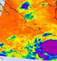 This NASA infrared Atmospheric Infrared Sounder (AIRS) satellite image captured high, cold thunderstorms (purple) in Tropical Storm Rick as he was intensifying on October 16 at 4:41 a.m. EDT (1:41 PDT). AIRS is an instrument that flies aboard NASA's Aqua satellite.