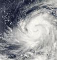The MODIS instrument on NASA's Aqua satellite captured an image of Typhoon Lupit heading west toward Luzon, at 12:45 a.m. EDT Oct. 16, 2009. Lupit was in the open waters of the Philippine Sea.