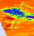 NASA's Aqua satellite captured cold thunderstorm cloud tops of Bongani in this infrared image of Nov. 25 at 5:25 a.m. ET, and showed the storm elongating over northern Madagascar.