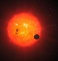 This artist’s impression shows how the newly discovered super-Earth surrounding the nearby star GJ1214 may look. Discovered by the MEarth project and investigated further by the HARPS spectrograph on ESO’s 3.6-metre telescope at La Silla, GJ1214b is the second super-Earth exoplanet for which astronomers have determined the mass and radius, giving vital clues about its structure. It is also the first super-Earth around which an atmosphere has been found. The exoplanet, orbiting a small star only 40 light-years away from us, thus opens dramatic new perspectives in the quest for habitable worlds. The planet, GJ1214b, has a mass about six times that of Earth and its interior is likely mostly made of water ice. It appears to be rather hot and surrounded by a thick atmosphere, which makes it inhospitable for life as we know it on Earth.
