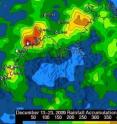 Tropical Rainfall Measuring Mission (TRMM) satelite rainfall analysis of Cyclone Laurence from Dec. 13-23, 2009, revealed that the heaviest rainfall totals of over 17.72 inches occurred in the Timor Sea near Cape Bougainville, Australia.