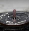 A magnetic crystal sits on the head of a dime for scale. Scientists exploit the randomness of the magnetic field in the crystal at the molecular level to control the properties of the magnet as a whole. The chip underneath the crystal is a magnetic sensor. A magnetic crystal sits on the head of a dime for scale. Scientists exploit the randomness of the magnetic field in the crystal at the molecular level to control the properties of the magnet as a whole. The chip underneath the crystal is a magnetic sensor.