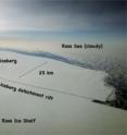 A view of Antarctica's Ross Ice Shelf and the deployment location of a seismometer.