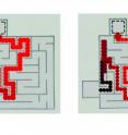 Simple oil droplets (in red) can navigate a complex maze using a special chemical approach that could lead to improved delivery of anti-cancer drugs.