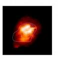 This is an observation showing gas in the galaxy SMM J1237+6203 seen using the Gemini Observatory’s Near-Infrared Integral Field Spectrometer (NIFS). The contours show how the blast of energy is traveling through the galaxy.