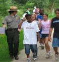 Local middle students students participate in an activity with a ranger in Cuyahoga Valley National Park. Local middle students students participate in an activity with a ranger in Cuyahoga Valley National Park.