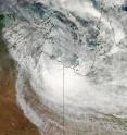 The MODIS instrument on NASA's Aqua satellite captured a visible image of the remnants of Cyclone Paul over the Gulf of Carpentaria, Australia at 04:45 UTC (12:45 a.m. EDT) today, April 1, 2010.