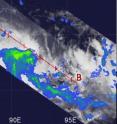 The Tropical Rainfall Measuring Mission satellite passed over Tropical Storm 23S on April 2 at 0913 UTC (5:13 a.m. EDT), and its rainfall was light to moderate (blue-green).