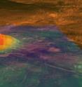 This figure shows the volcanic peak Idunn Mons (at 46°S, 214.5°E) in the Imdr Regio area of Venus. The topography derives from data obtained by NASA's Magellan spacecraft, with a vertical exaggeration of 30 times. Radar data (in brown) from Magellan has been draped on top of the topographic data. Bright areas are rough or have steep slopes.  Dark areas are smooth.

The colored overlay shows the heat patterns derived from surface brightness data collected by the visible and infrared thermal imaging spectrometer (VIRTIS) aboard ESA's Venus Express spacecraft. Temperature variations due to topography were removed. The brightness signals the composition of the minerals that have been changed due to lava flow. Red-orange is the warmest area and purple is the coolest. The warmest area is situated on the summit, which stands about 2.5 km above the plains, and on the bright flows that originate there. Idunn Mons has a diameter of about 200 km.

The VIRTIS data was collected from May 2006 to the end of 2007.