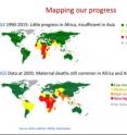 This map depicts world progress in addressing maternal and child health.