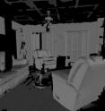 This is a 3-D surface reconstruction of a residential family room.