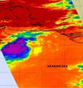NASA's Aqua satellite captured an infrared image of Cyclone Phet on June 3 at 08:59 UTC (4:59 a.m. EDT). The purple in the image indicates strong thunderstorms with high, cold cloud tops as cold as -63 Fahrenheit.