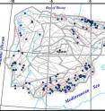 The map indicates the nodes (circles) with the potential to generate moderate earthquakes in the Iberian Peninsula and earthquakes historically (blue dots) of this magnitude. The map indicates the nodes (circles) with the potential to generate moderate earthquakes in the Iberian Peninsula and earthquakes historically (blue dots) of this magnitude.