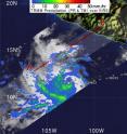 The TRMM satellite revealed moderate rainfall (green) around the center of Hurricane Celia on June 21 at 1753 UTC (1:53 p.m. EDT).