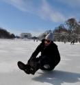 Unusually cold weather turned the Lincoln Memorial Reflecting Pool into an ice rink.