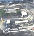 An example of early OTEC field work in Hawaii: aerial view of the land-based experimental open-cycle OTEC plant that operated between 1993 and 1998 on the Big Island. The facility still holds the world record for OTEC power production, with turbo-generator output exceeding 250 kW and more than 100 kW of net power exported to the grid.