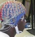 An EEG cap is used to measure the brain's response to sensory stimuli.